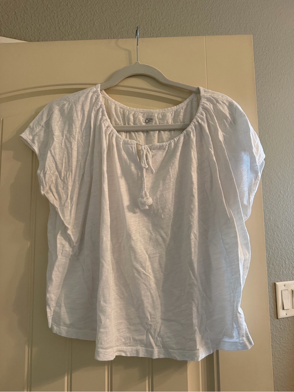 LOFT White Tassel Tie Peasant Blouse